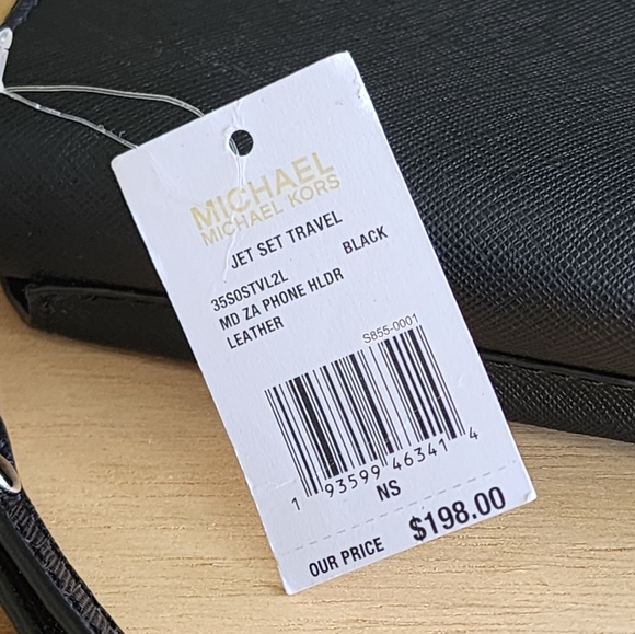 Michael Kors Jet Set Medium Phone Black Wallet Wristlet - Picture 5 of 6